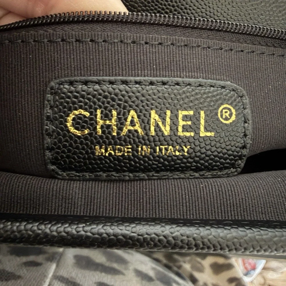 Chanel School Memory Large Flap Bag 22K Caviar Quilted Antique Gold Hardware NWT